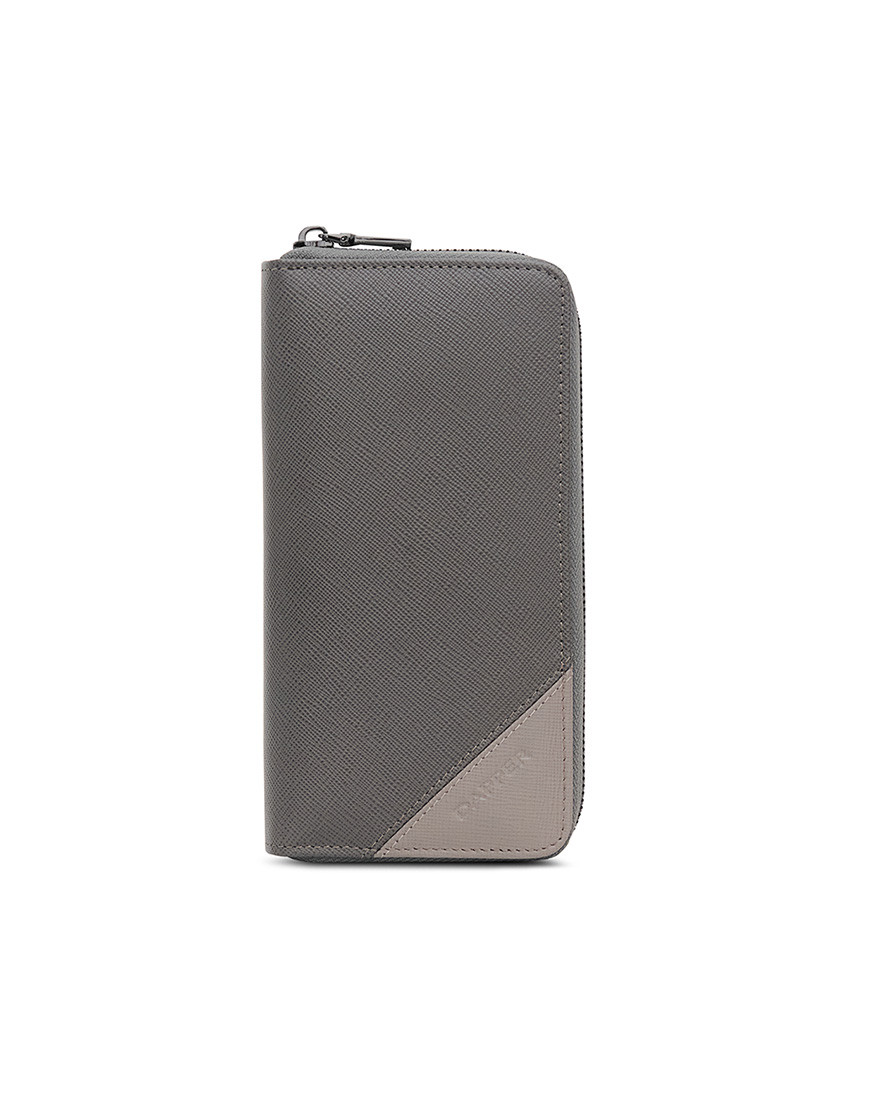 Two-Tone Accordion Long Wallet – Taupe