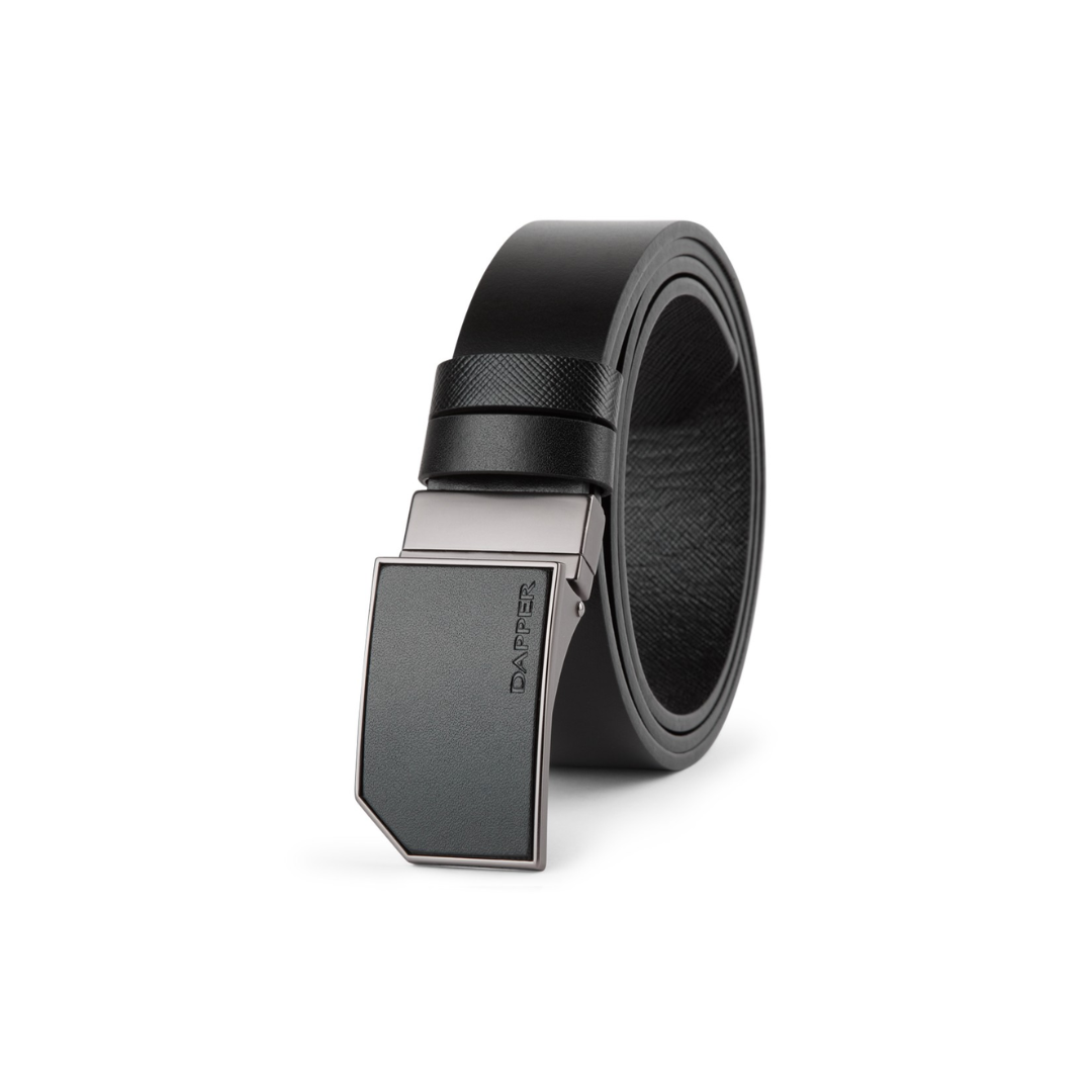 Snip Corner Rectangle Plaque Buckle Reversible Belt