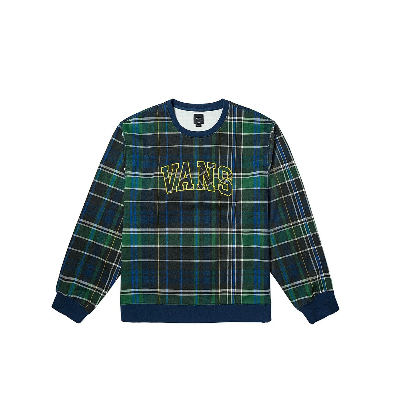 MEN VANS PLAID CREW KNIT PULLOVER
