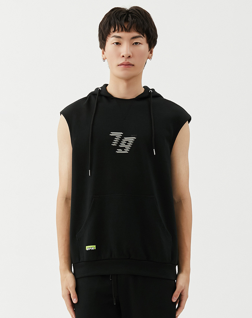 DAPPER ATHLEISURE 79 Logo Print Sleeveless Hoodie
