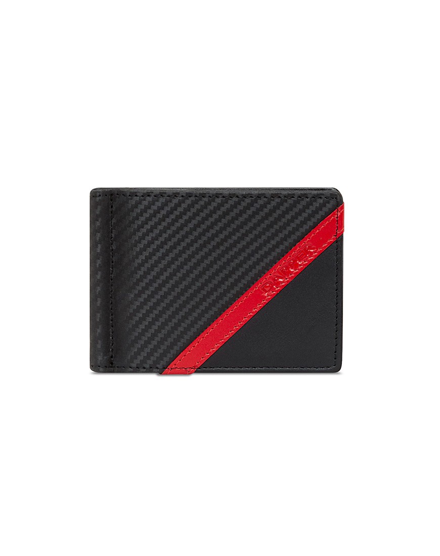 Carbon Fiber Money Clip Wallet with Diagonal Red Stripe