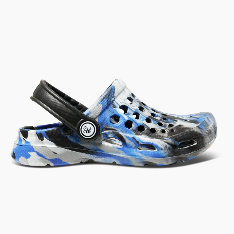 Kids Active Clog Marbled Blue and Grey/Black